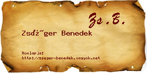 Zséger Benedek névjegykártya